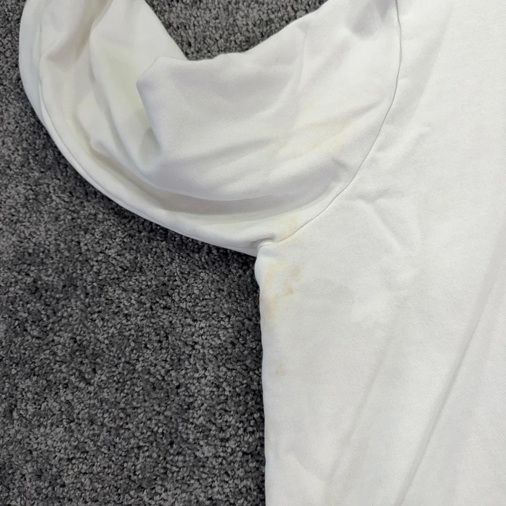 Nike Hoodie Womens XL White Fleece Pullover Small Swoosh Kangaroo Pocket Casual